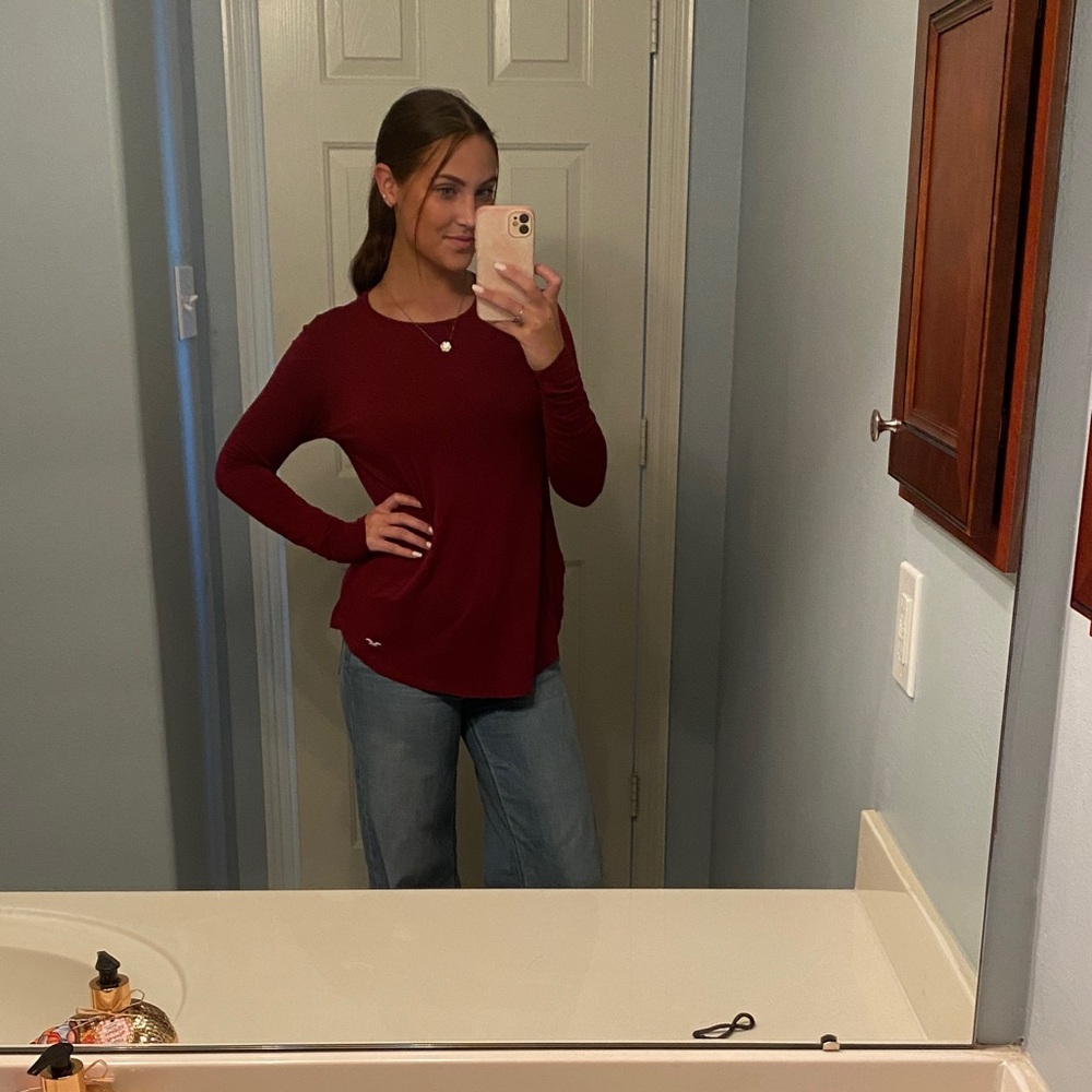 Women's Burgundy Long Sleeve Top Hollister